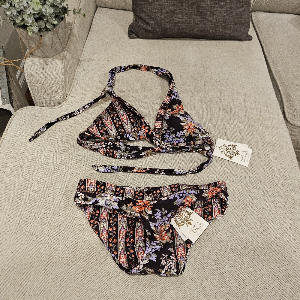 Brand new BECCA Floral Bikini Set - Black and Multicolor
